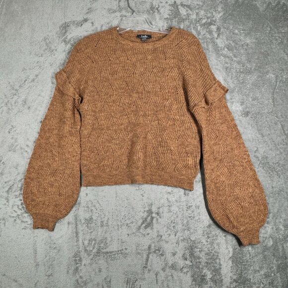 Belle by Belldini Sweater Womens Large Brown Chunky Knit Boho Neutral Minimalist - Picture 3 of 10